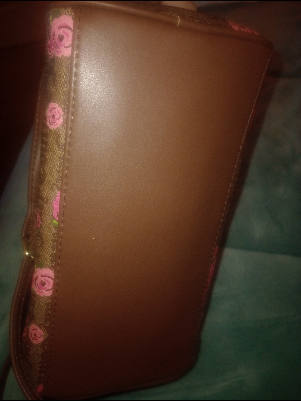 Juicy Couture Brown Satchel with Pink Rose Print - Picture 4 of 4